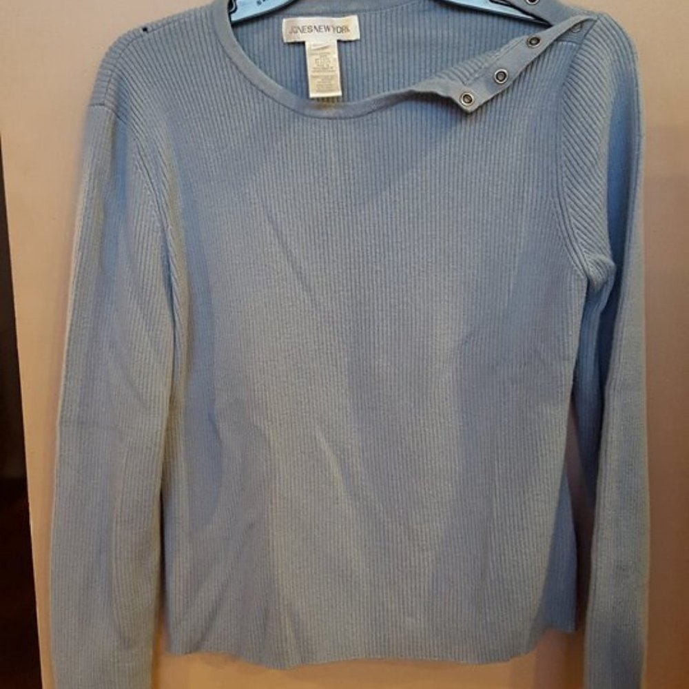 Jones New York Sweater Top with Button detailed shoulder